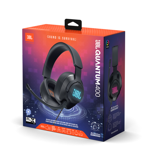 JBL Quantum 400 - Black - USB over-ear PC gaming headset with game-chat dial - Detailshot 15 image number null